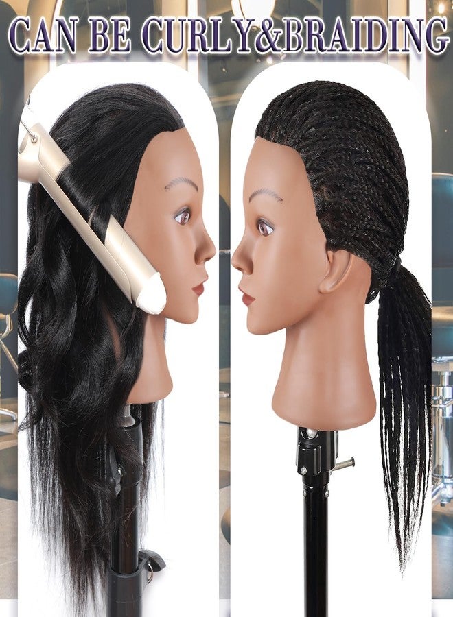 Ineffable 16"Mannequin Head with 100% Real Human Hair Mannequin Head for Braiding Hairstylists Manikin Head Cosmetology Doll Head for Hair Styling (16inch) - Image 2